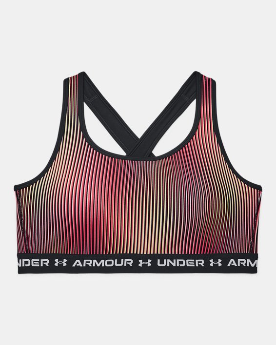 Women's Armour® Mid Crossback Print Sports Bra, Black, pdpMainDesktop image number 2